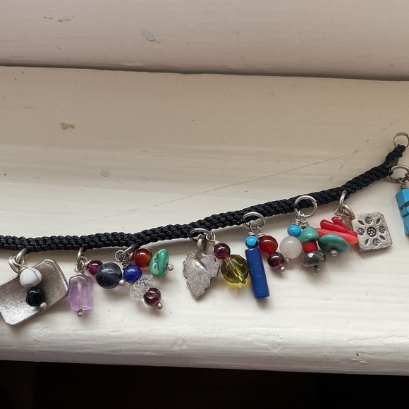 Hand Made Tibetan Sterling Silver/Colorful Glass Beads Bracelet New - Picture 5 of 10